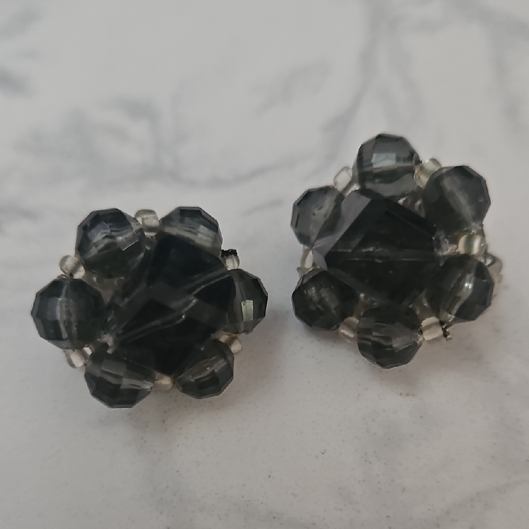 Black Cluster Crystal Earrings 23$